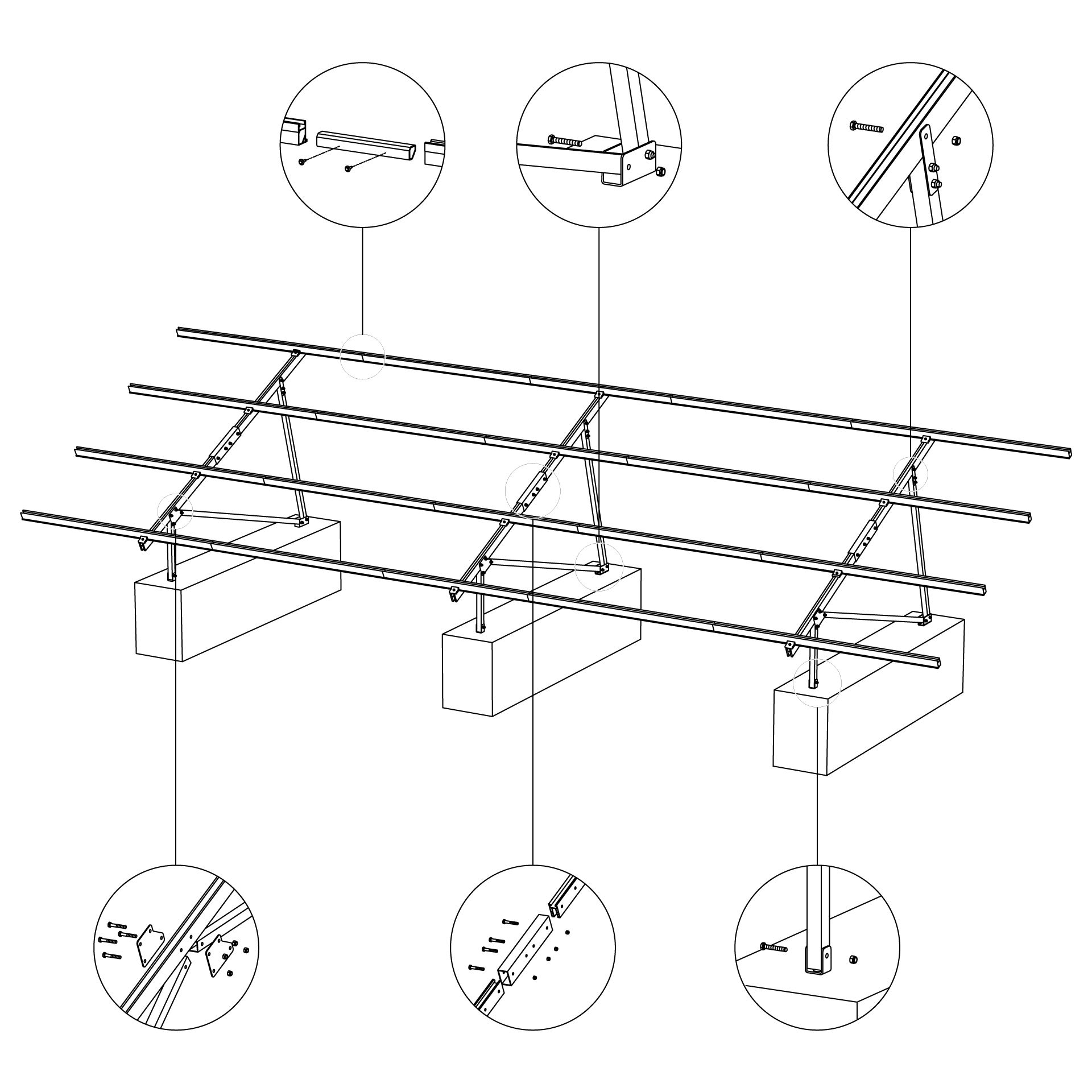 P-Rack Mounting kit 15/20/25° 0.8kN/m²